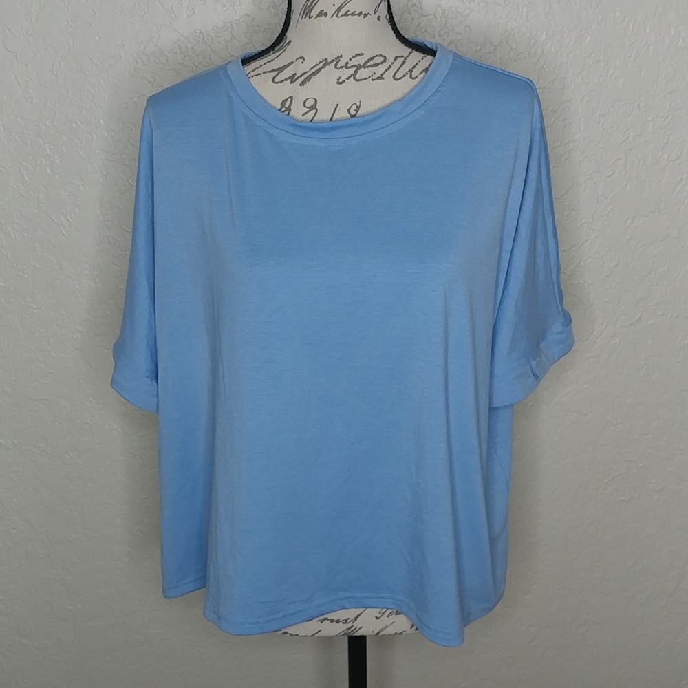 Short Sleeve Oversize Blue Top Size S